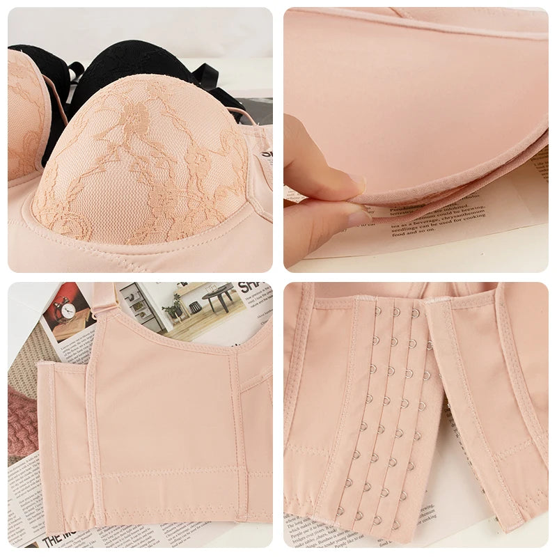 FallSweet Plus Size Lace Push Up Bra for Women Full Back Coverage Seamless Underwire Bralette Deep Cup Female Lingerie Underwear