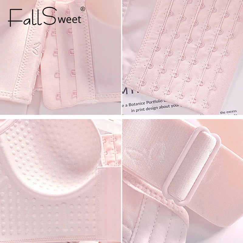 Front Close Push Up Bra for Women Wirefree Deep Cup Brassiere Hides Back Fat Full Back Coverage Bras Plus Size Lingeire