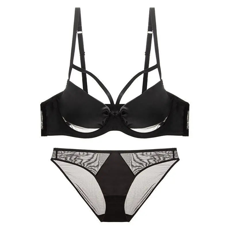 Women Sexy Bra Set Hollow Out Thin Gathering Steel Ring Push Up Lingerie Set Elegant Ladies Underwear Bra and Panty Set
