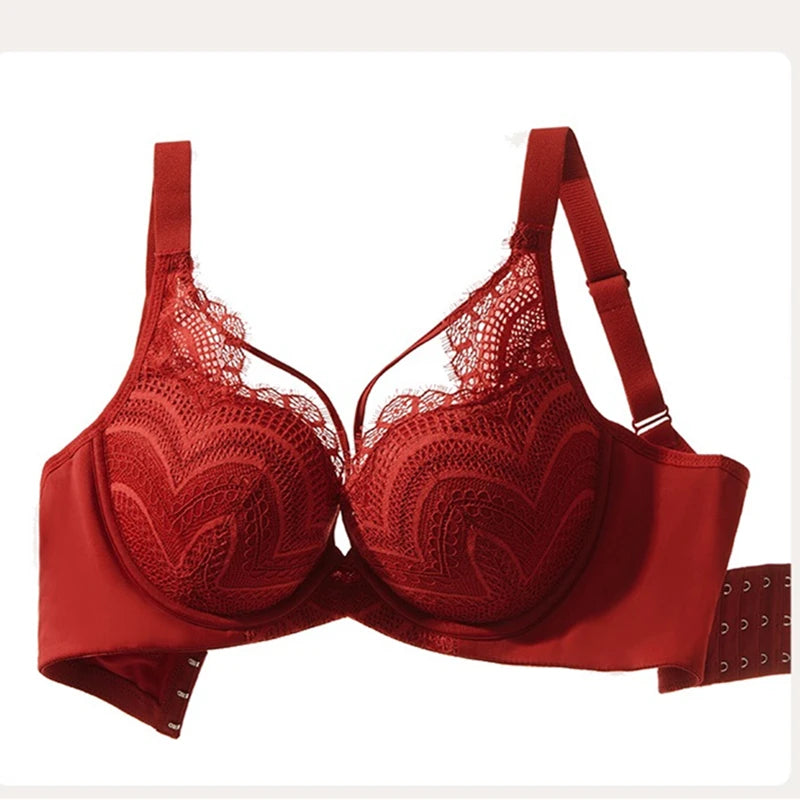 Large Breasts Show Small Sexy Lace Underwear For Women With Soft Steel Rings To Collect The Extra Breasts On The Large-size Bra