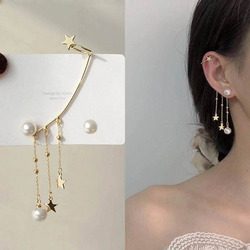 2022 Trendy Metal Crystal Leaf Ear Clips Without Piercing Earrings Clips For Women Fashion Ear Cuff Wedding Jewelry Brincos Gift