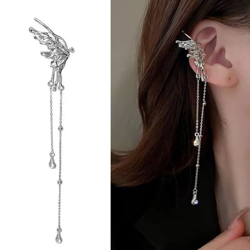 Fashion Zircon Butterfly Ear Clips Sparkling Rhinestone Ear Cuff Clips Earrings Without Piercing For Women Wedding Jewelry Gifts