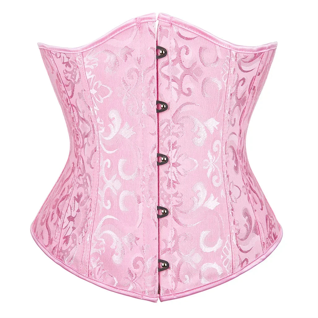 Women's Corset Underbust Floral Gothic Corsets Sexy Jacquard Bustiers Waist Trainer Bustier Woman Carnival Costume Plus Size