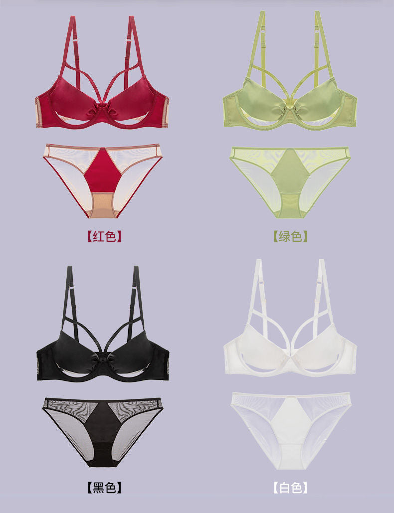 Red Underwear Female Bride Wedding Big Breasts Make Small Sexy Ultra-thin Anti-sagging Breast-retracting Breathable Bra