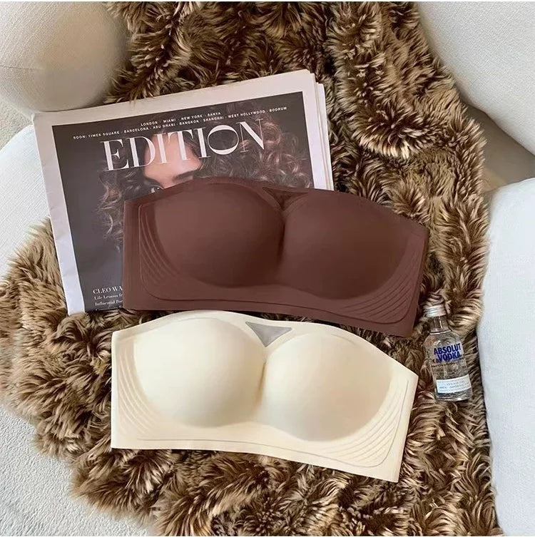 Women Sexy Strapless Anti-slip Bra Solid Invisible Push Up Bras Wireless Seamless Underwear Without Straps Bralette Lingerie