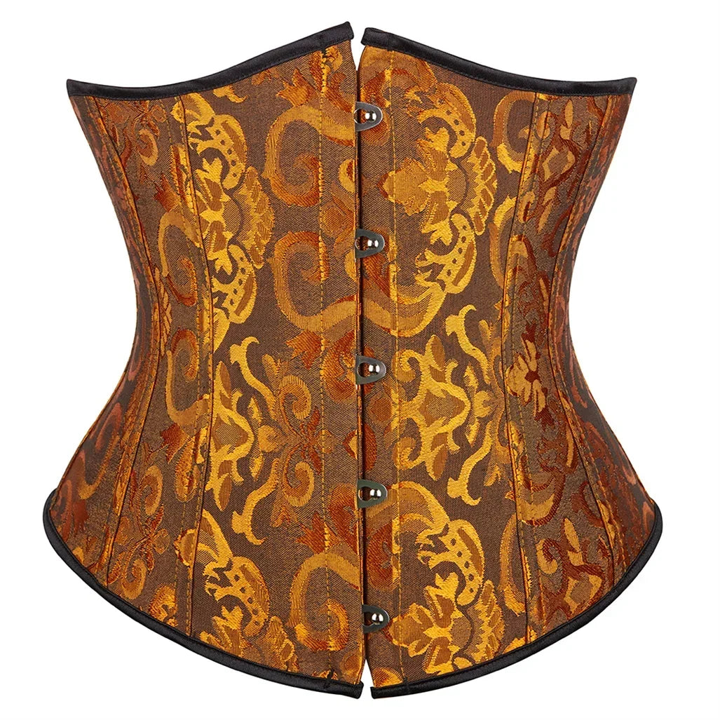 Women's Corset Underbust Floral Gothic Corsets Sexy Jacquard Bustiers Waist Trainer Bustier Woman Carnival Costume Plus Size