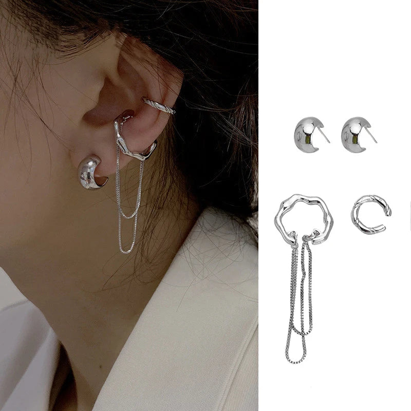 Luxury Star Butterfly Clip Earrings Female Crystal Tassel Ear Clip Earring Sparkling Zircon Ear Cuff Fashion Jewelry accessories