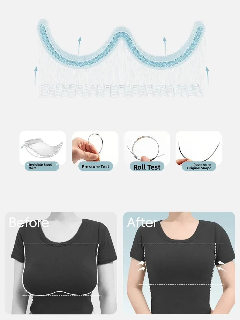 Plus Size Bra Women's Adjustable Thin Soft Steel Ring Push up Gathered Underwear Nylon Fabric 3/4 Cup Back Four Row Buckle