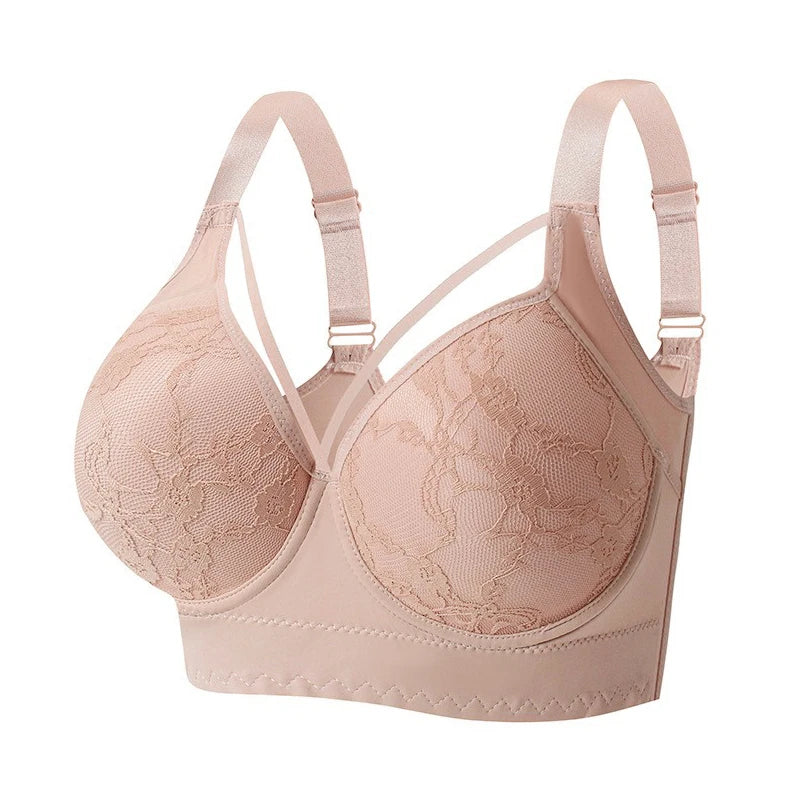 FallSweet Plus Size Lace Push Up Bra for Women Full Back Coverage Seamless Underwire Bralette Deep Cup Female Lingerie Underwear