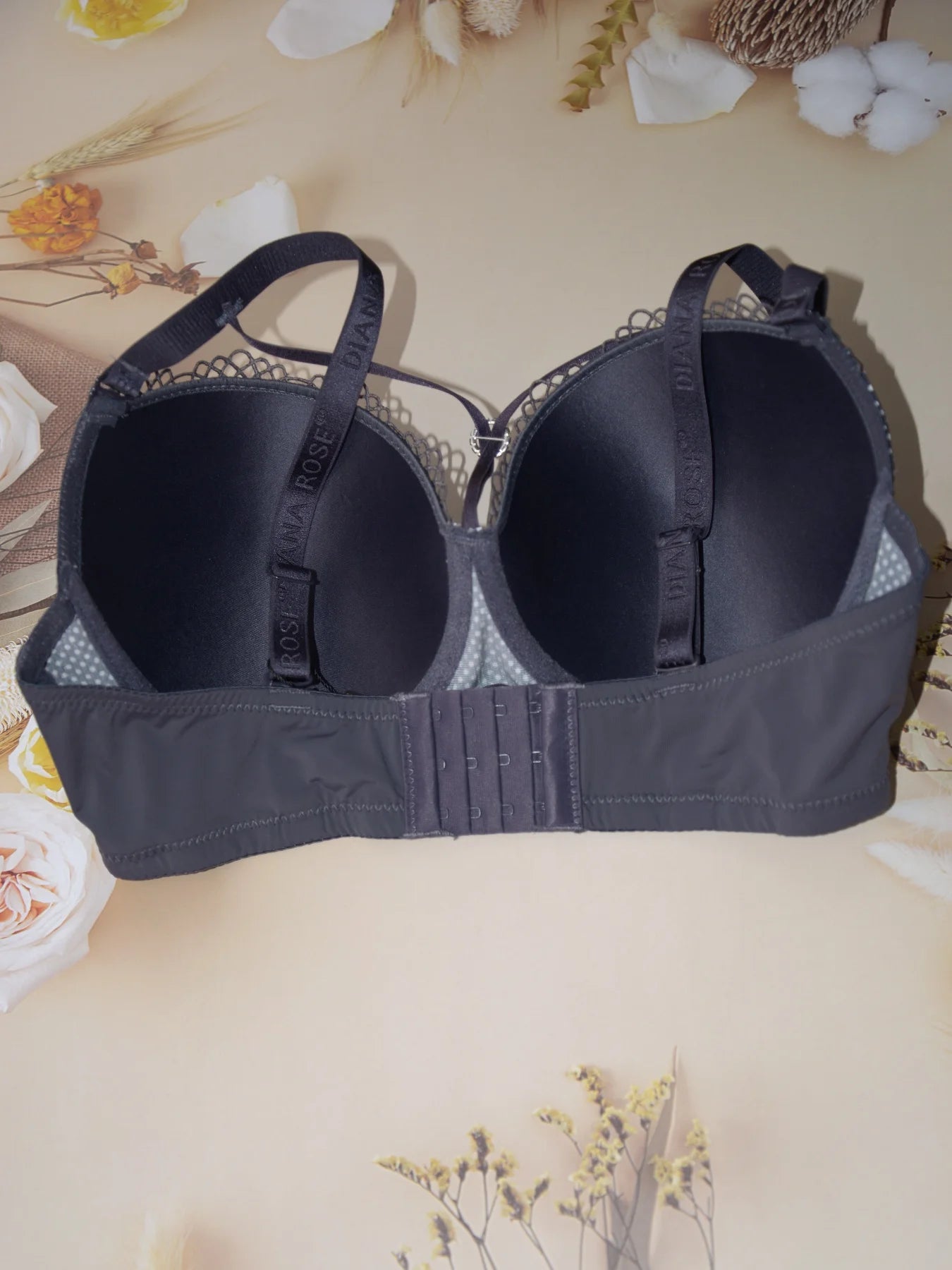 Diana Rose Sexy gathered support with underwire women's underwear polka dot print thin mold cup D cup bra