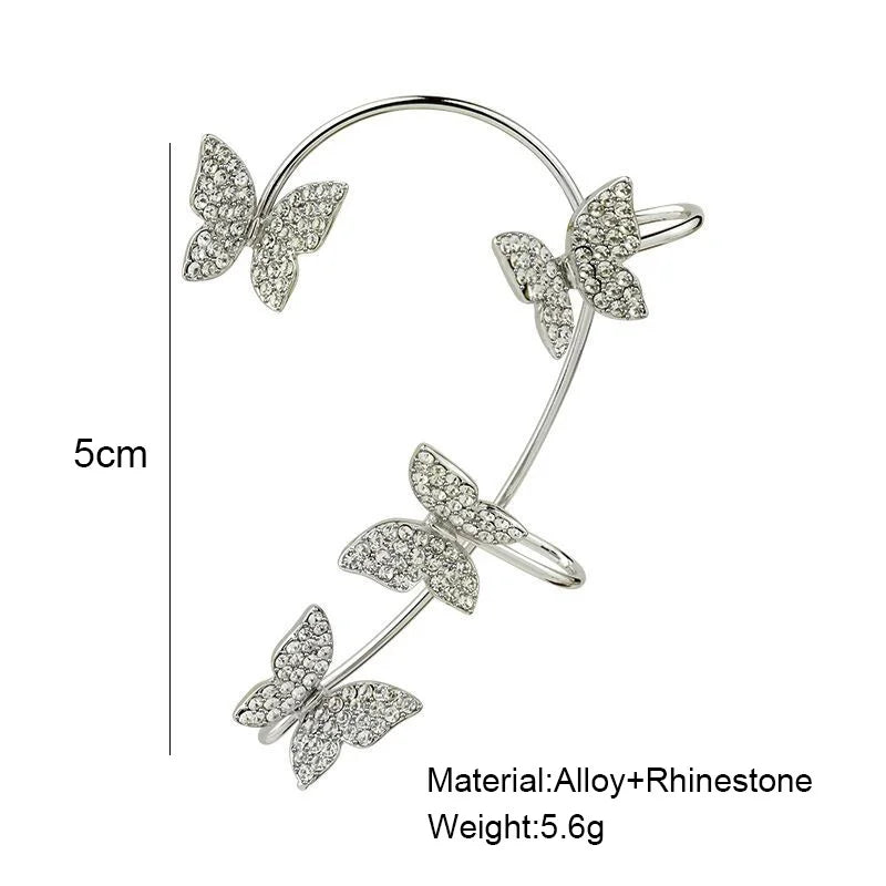 2022 Trendy Metal Crystal Leaf Ear Clips Without Piercing Earrings Clips For Women Fashion Ear Cuff Wedding Jewelry Brincos Gift