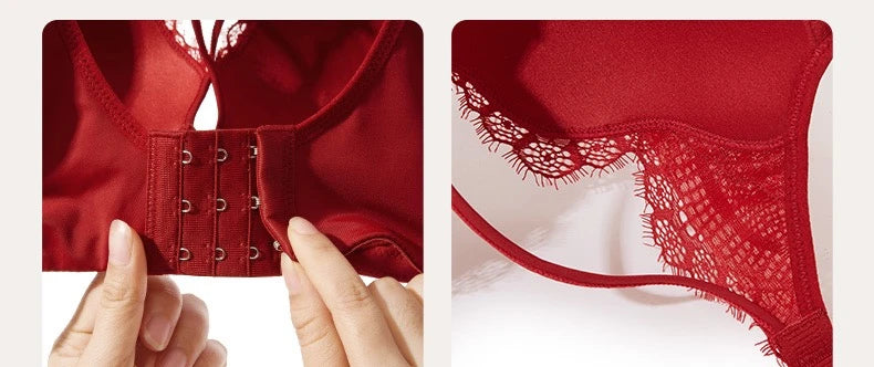 Large Breasts Show Small Sexy Lace Underwear For Women With Soft Steel Rings To Collect The Extra Breasts On The Large-size Bra