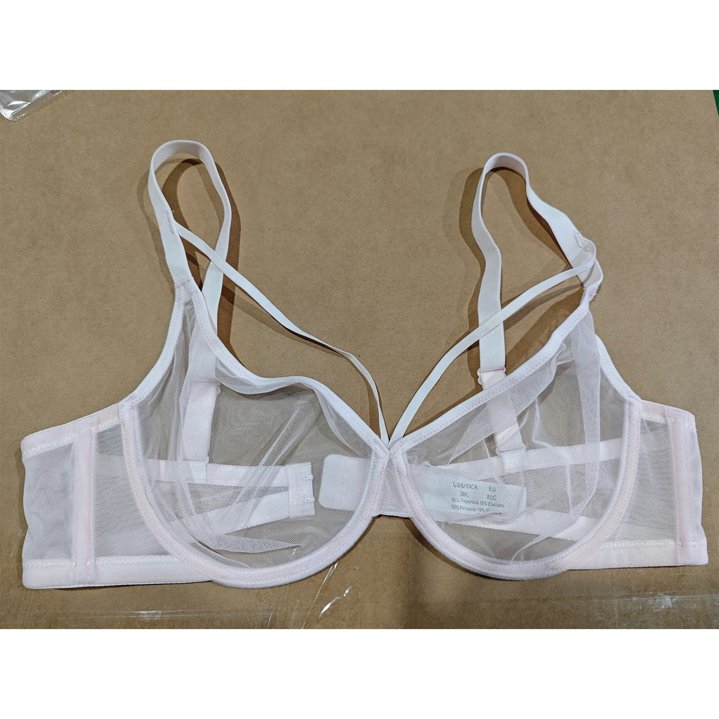 New Women Lace Bras Ultra Thin Mesh Hollow Out See Through Elastic Sexy Bra Adjusted Underwire Plus Size A B C D E F G H Cups