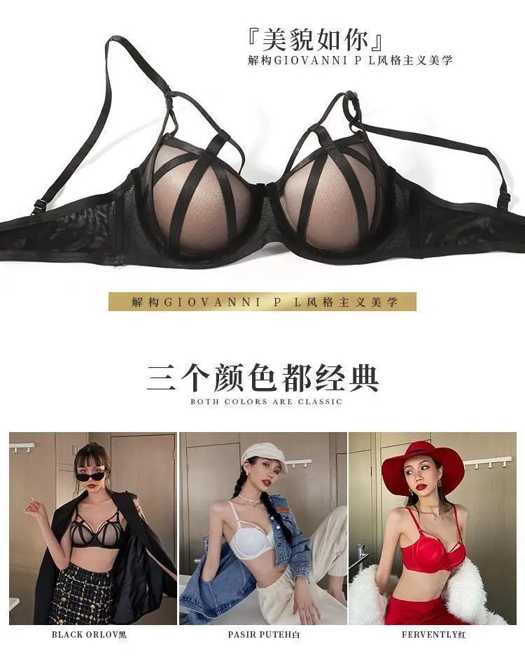 2 Pieces Fashion Lace Underwear Set Women Sexy Hollow Bandage Push Up Bra Set Europe High Quality Lingerie Plus Size Bras