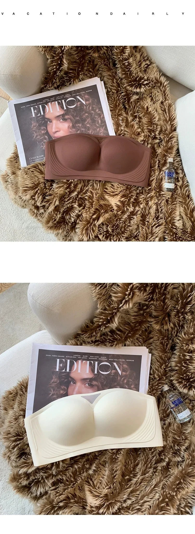 Women Sexy Strapless Anti-slip Bra Solid Invisible Push Up Bras Wireless Seamless Underwear Without Straps Bralette Lingerie