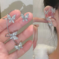 Fashion Zircon Butterfly Ear Clips Sparkling Rhinestone Ear Cuff Clips Earrings Without Piercing For Women Wedding Jewelry Gifts