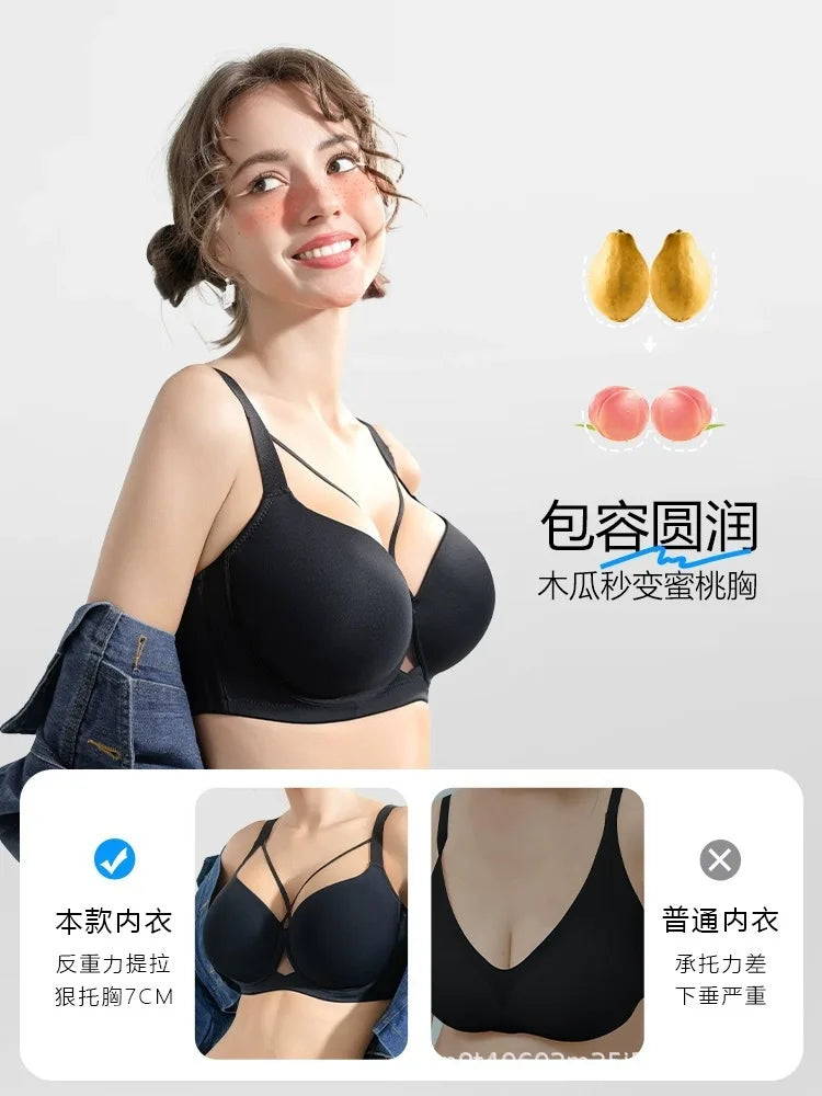 MeooLiisy Large Size D E Cup Seamless Underwear Women's Minimizer Thin Push Up Plunge Bras Lingerie Sexy de Femmes