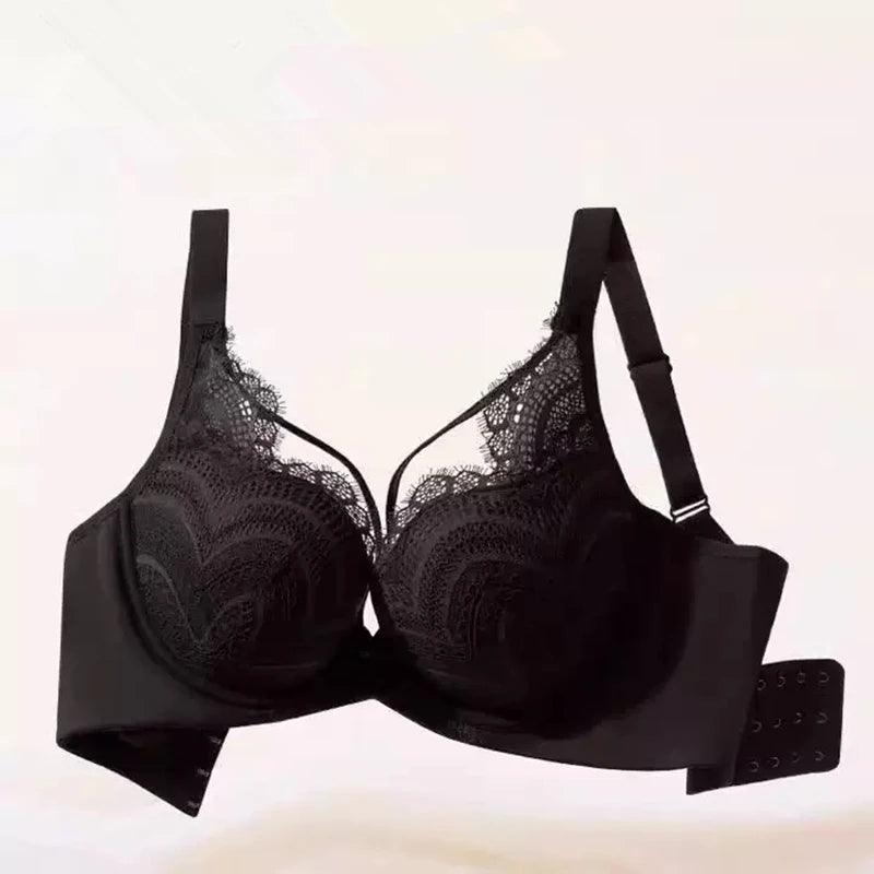 Large Breasts Show Small Sexy Lace Underwear For Women With Soft Steel Rings To Collect The Extra Breasts On The Large-size Bra
