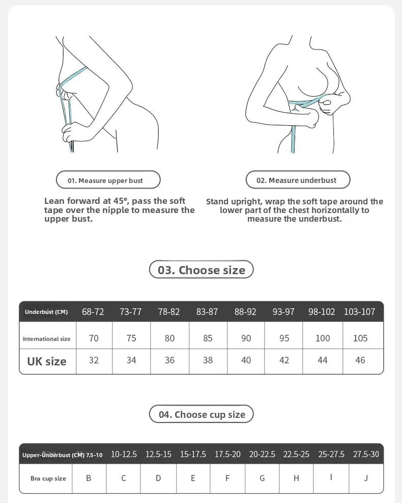 Plus Size Bra Women's Adjustable Thin Soft Steel Ring Push up Gathered Underwear Nylon Fabric 3/4 Cup Back Four Row Buckle