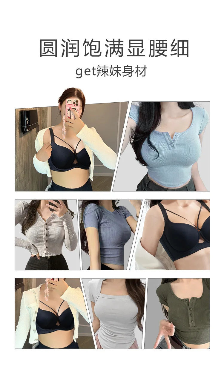 MeooLiisy Large Size D E Cup Seamless Underwear Women's Minimizer Thin Push Up Plunge Bras Lingerie Sexy de Femmes