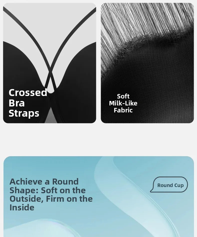 Plus Size Bra Women's Adjustable Thin Soft Steel Ring Push up Gathered Underwear Nylon Fabric 3/4 Cup Back Four Row Buckle