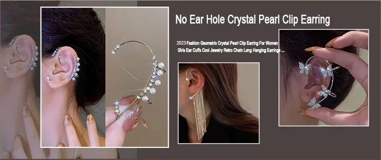 Fashion Zircon Butterfly Ear Clips Sparkling Rhinestone Ear Cuff Clips Earrings Without Piercing For Women Wedding Jewelry Gifts